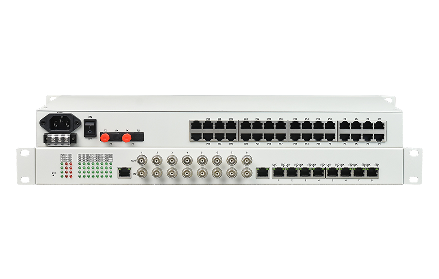 飛暢科技-32路電話+8E1+8FE物理隔離（1+1光備份，19英寸）電話光端機